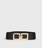 New Look Black Square Buckle Stretch Belt